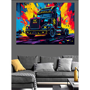 Neon Renkli Güçlü Tır Dekoratif Kanvas - Mdf Ahşap Tablo 70x100 cm