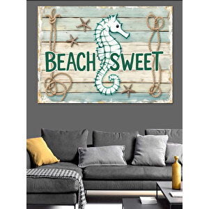 Deniz Temalı Ahşap Tabela Dekoratif Kanvas - Mdf Ahşap Tablo 70x100 cm