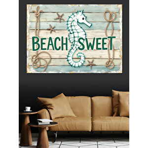 Deniz Temalı Ahşap Tabela Dekoratif Kanvas - Mdf Ahşap Tablo