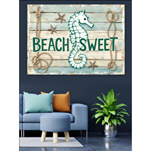 Deniz Temalı Ahşap Tabela Dekoratif Kanvas - Mdf Ahşap Tablo