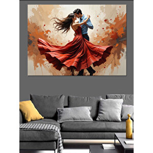 Kırmızı Elbiseli Dansçı Dekoratif Kanvas - Mdf Ahşap Tablo 35x50 cm