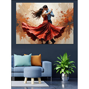Kırmızı Elbiseli Dansçı Dekoratif Kanvas - Mdf Ahşap Tablo