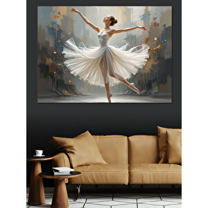Zarif Beyaz Balerin Dansı Dekoratif Kanvas - Mdf Ahşap Tablo 25x35 cm