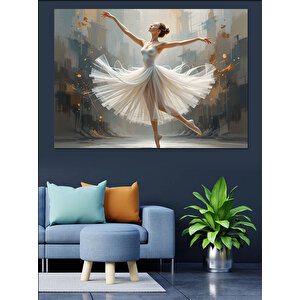 Zarif Beyaz Balerin Dansı Dekoratif Kanvas - Mdf Ahşap Tablo 25x35 cm