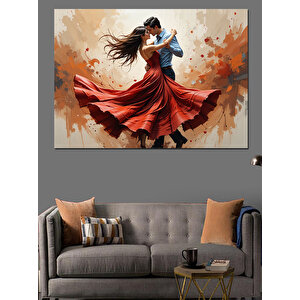 Kırmızı Elbiseli Dansçı Dekoratif Kanvas - Mdf Ahşap Tablo 100x140 cm