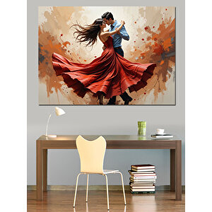 Kırmızı Elbiseli Dansçı Dekoratif Kanvas - Mdf Ahşap Tablo 100x140 cm