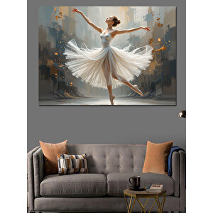 Zarif Beyaz Balerin Dansı Dekoratif Kanvas - Mdf Ahşap Tablo