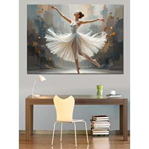 Zarif Beyaz Balerin Dansı Dekoratif Kanvas - Mdf Ahşap Tablo