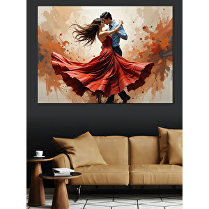 Kırmızı Elbiseli Dansçı Dekoratif Kanvas - Mdf Ahşap Tablo
