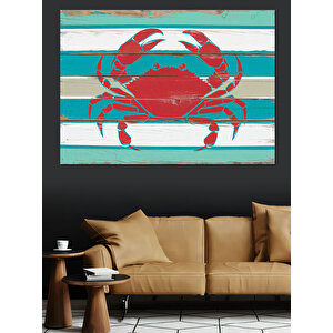 Kırmızı Yengeç Deniz Tablosu Dekoratif Kanvas - Mdf Ahşap Tablo 50x70 cm