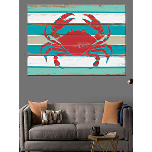 Kırmızı Yengeç Deniz Tablosu Dekoratif Kanvas - Mdf Ahşap Tablo 50x70 cm