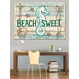 Deniz Temalı Ahşap Tabela Dekoratif Kanvas - Mdf Ahşap Tablo 25x35 cm