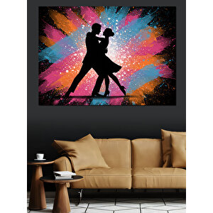 Işıklı Fon Tango Dansı Dekoratif Kanvas - Mdf Ahşap Tablo 35x50 cm