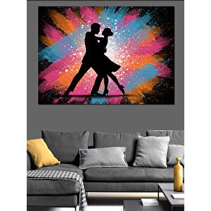 Işıklı Fon Tango Dansı Dekoratif Kanvas - Mdf Ahşap Tablo 100x140 cm