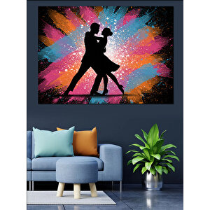 Işıklı Fon Tango Dansı Dekoratif Kanvas - Mdf Ahşap Tablo 100x140 cm