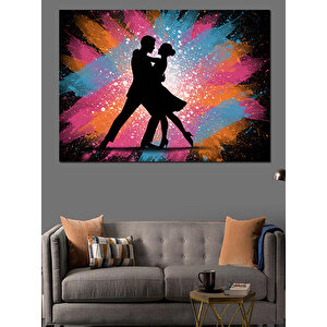 Işıklı Fon Tango Dansı Dekoratif Kanvas - Mdf Ahşap Tablo