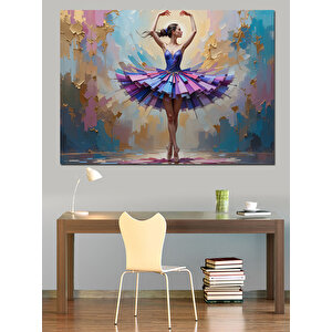 Balerin Fırça Dansı Dekoratif Kanvas - Mdf Ahşap Tablo 100x140 cm
