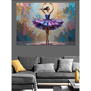Balerin Fırça Dansı Dekoratif Kanvas - Mdf Ahşap Tablo 100x140 cm
