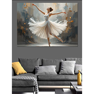 Zarif Beyaz Balerin Dansı Dekoratif Kanvas - Mdf Ahşap Tablo 50x70 cm