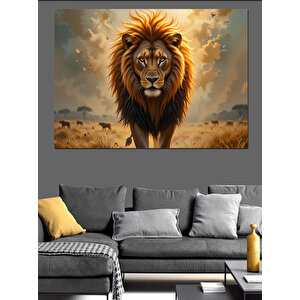 Asil Güçlü Ormanlar Kralı Dekoratif Kanvas - Mdf Ahşap Tablo 100x140 cm