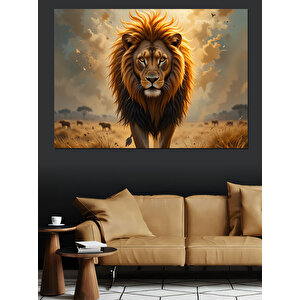 Asil Güçlü Ormanlar Kralı Dekoratif Kanvas - Mdf Ahşap Tablo 100x140 cm