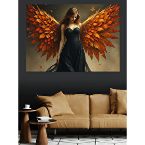 Kızıl Kanatlı Güçlü Kadın Dekoratif Kanvas - Mdf Ahşap Tablo 70x100 cm