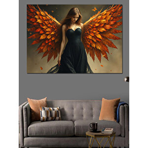 Kızıl Kanatlı Güçlü Kadın Dekoratif Kanvas - Mdf Ahşap Tablo 70x100 cm