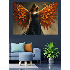 Kızıl Kanatlı Güçlü Kadın Dekoratif Kanvas - Mdf Ahşap Tablo 35x50 cm