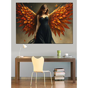 Kızıl Kanatlı Güçlü Kadın Dekoratif Kanvas - Mdf Ahşap Tablo