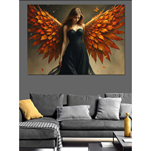 Kızıl Kanatlı Güçlü Kadın Dekoratif Kanvas - Mdf Ahşap Tablo