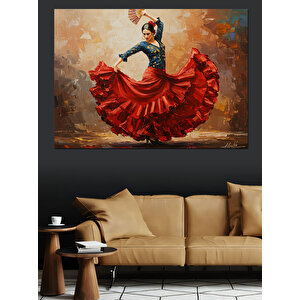 Kırmızı Elbiseli Dansçı Dekoratif Kanvas - Mdf Ahşap Tablo 100x140 cm
