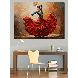 Kırmızı Elbiseli Dansçı Dekoratif Kanvas - Mdf Ahşap Tablo
