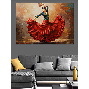 Kırmızı Elbiseli Dansçı Dekoratif Kanvas - Mdf Ahşap Tablo