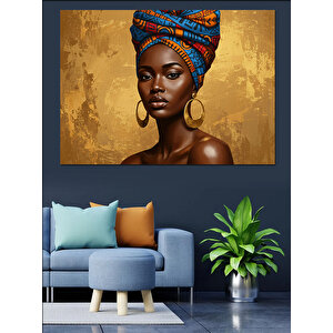 Renkli Türbanlı Güçlü Kadın Dekoratif Kanvas - Mdf Ahşap Tablo 50x70 cm