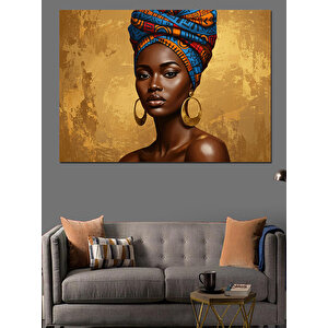 Renkli Türbanlı Güçlü Kadın Dekoratif Kanvas - Mdf Ahşap Tablo