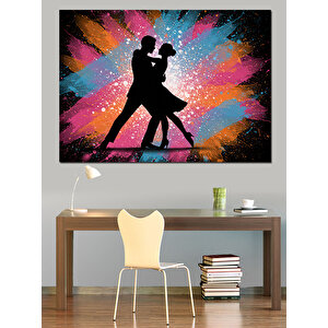 Işıklı Fon Tango Dansı Dekoratif Kanvas - Mdf Ahşap Tablo