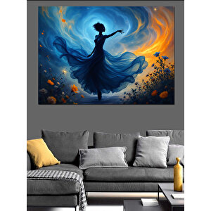 Dansçı Kadın Işık Halesi Dekoratif Kanvas - Mdf Ahşap Tablo
