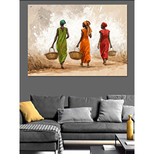Üç Kadın Yolda Yürüyor Dekoratif Kanvas - Mdf Ahşap Tablo 25x35 cm