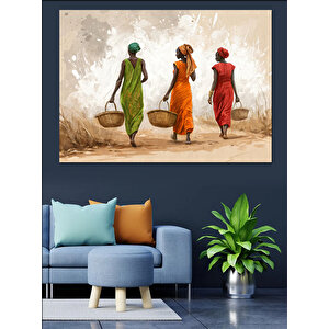 Üç Kadın Yolda Yürüyor Dekoratif Kanvas - Mdf Ahşap Tablo 25x35 cm