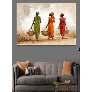 Üç Kadın Yolda Yürüyor Dekoratif Kanvas - Mdf Ahşap Tablo