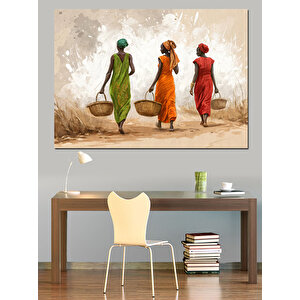 Üç Kadın Yolda Yürüyor Dekoratif Kanvas - Mdf Ahşap Tablo
