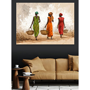 Üç Kadın Yolda Yürüyor Dekoratif Kanvas - Mdf Ahşap Tablo 70x100 cm