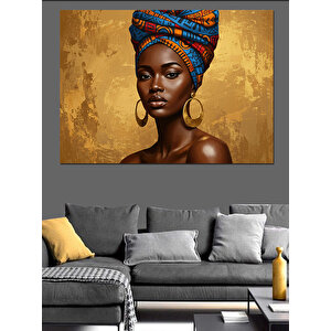 Renkli Türbanlı Güçlü Kadın Dekoratif Kanvas - Mdf Ahşap Tablo 100x140 cm