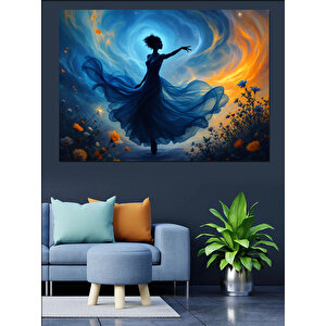 Dansçı Kadın Işık Halesi Dekoratif Kanvas - Mdf Ahşap Tablo 100x140 cm