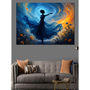 Dansçı Kadın Işık Halesi Dekoratif Kanvas - Mdf Ahşap Tablo 100x140 cm