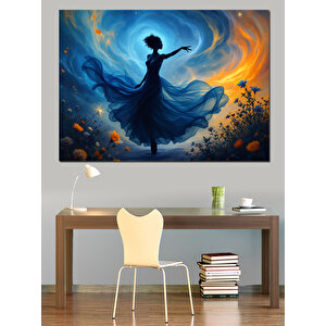 Dansçı Kadın Işık Halesi Dekoratif Kanvas - Mdf Ahşap Tablo 100x140 cm