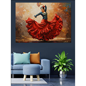 Kırmızı Elbiseli Dansçı Dekoratif Kanvas - Mdf Ahşap Tablo 70x100 cm