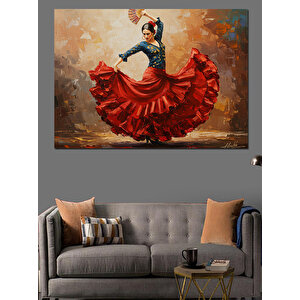 Kırmızı Elbiseli Dansçı Dekoratif Kanvas - Mdf Ahşap Tablo 70x100 cm