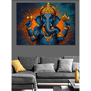 Ganeşa Renkli Tanrı Heykeli Dekoratif Kanvas - Mdf Ahşap Tablo