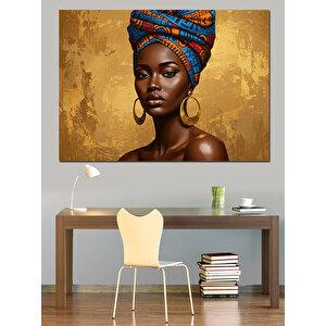 Renkli Türbanlı Güçlü Kadın Dekoratif Kanvas - Mdf Ahşap Tablo